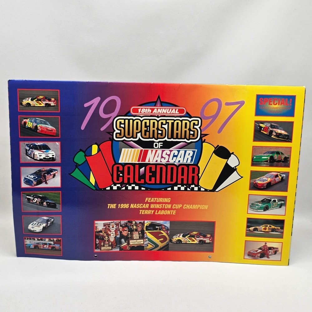 1997 NASCAR Wall Calendar with Terry Labonte Foldout Racing Motorsports Vintage